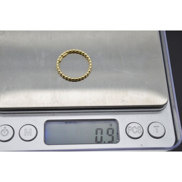 Real Solid 10K Yellow White Rose Gold Ball Shape Stackable Ring - Picture 5 of 6